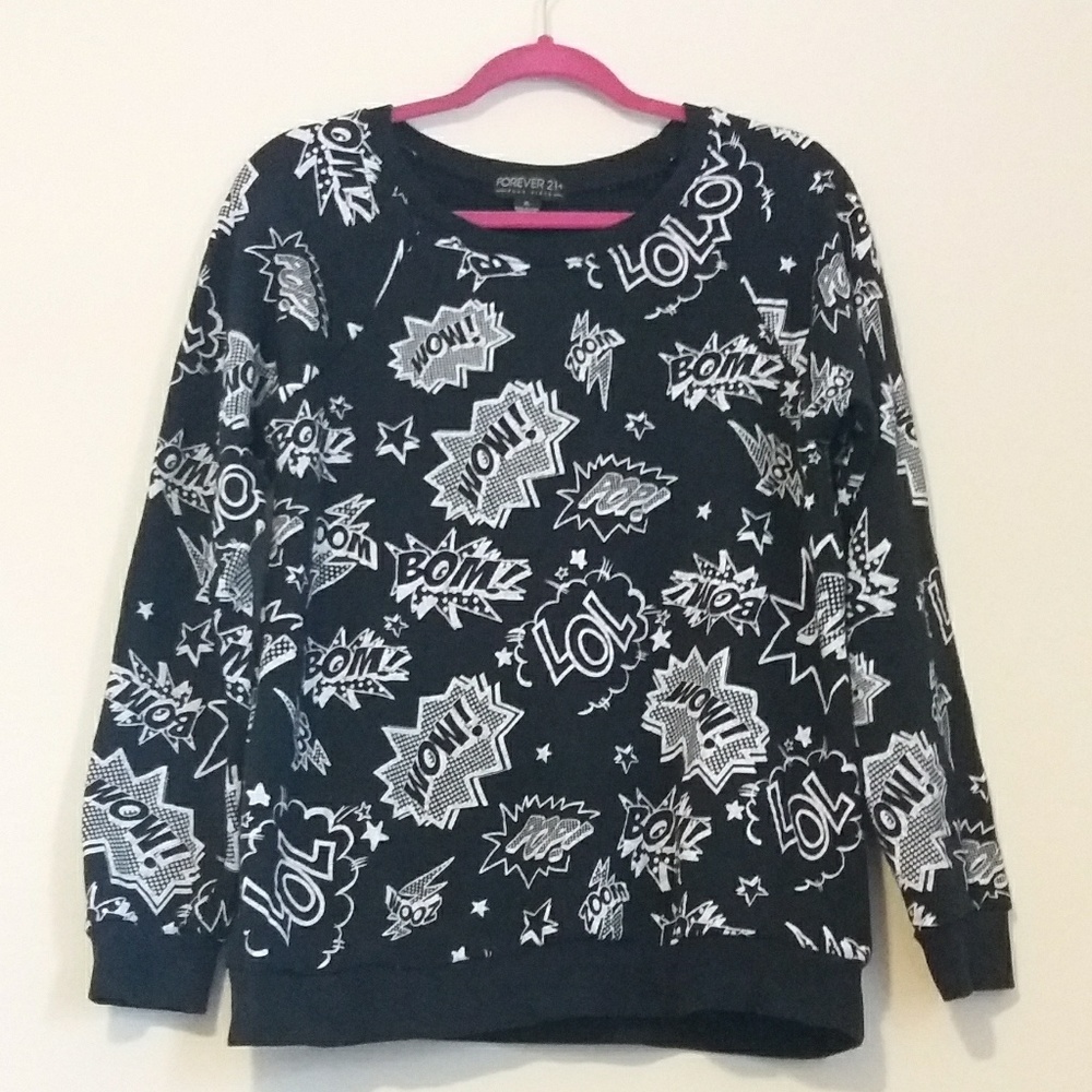 Women's Forever 21+ Plus Comic Long Sleeve Top XL
